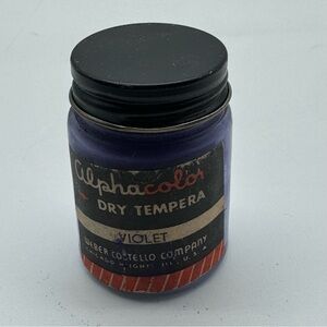 Weber Costello Alphacolor Dry Tempera Powder Paint Vintage Glass Jar 1960 Violet